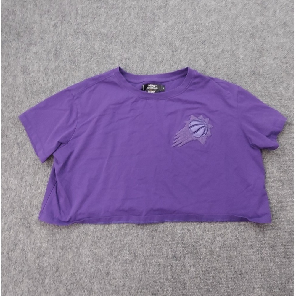 Phoenix Suns Crop Top Tee Shirt Large Purple Logo Patch Short Sleeve Crew Neck